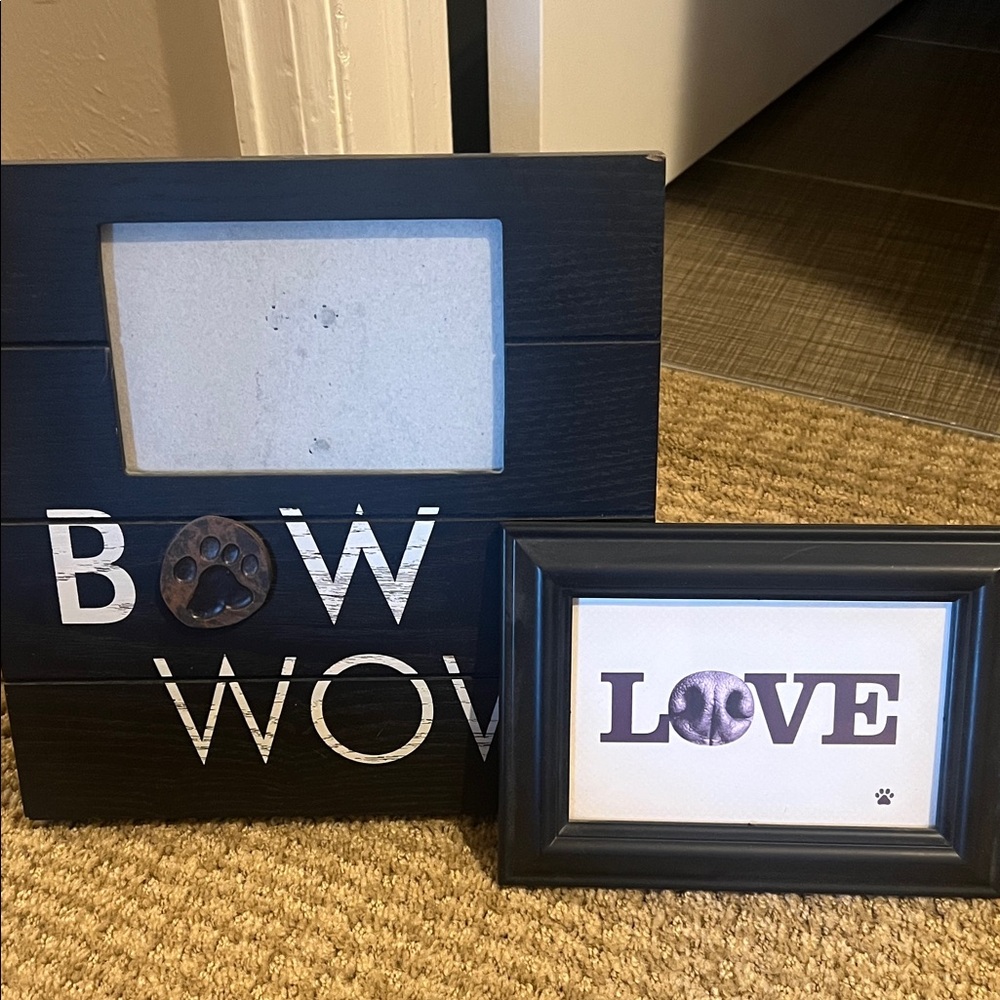 Black 'Bow Wow' and 'Love' Picture Frame Set